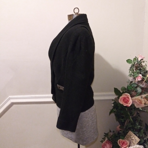 Loft Black Cropped Wool Blend Jacket With Jeweled Pockets - Picture 6 of 10